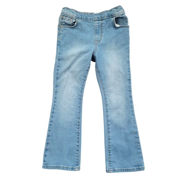 Old Navy Adjustable Waist Flare Jeans Girls Size 5T Light Wash Denim - Picture 1 of 6